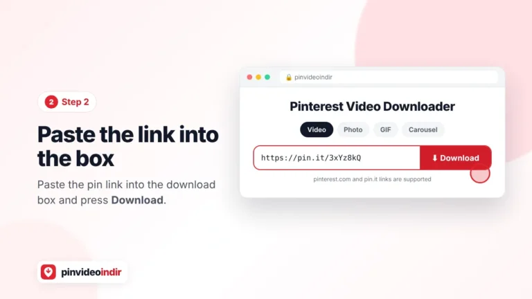 Pasting a Pinterest link into the video downloader