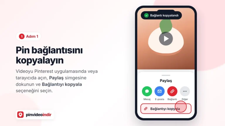 Pinterest Paylaş menüsünden Bağlantıyı kopyala seçeneği